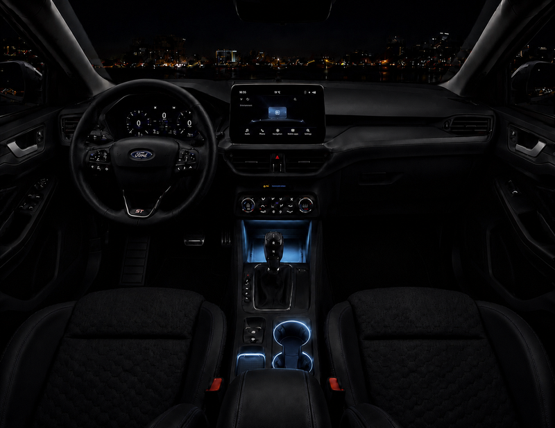 Ice blue ambient lighting in cupholder