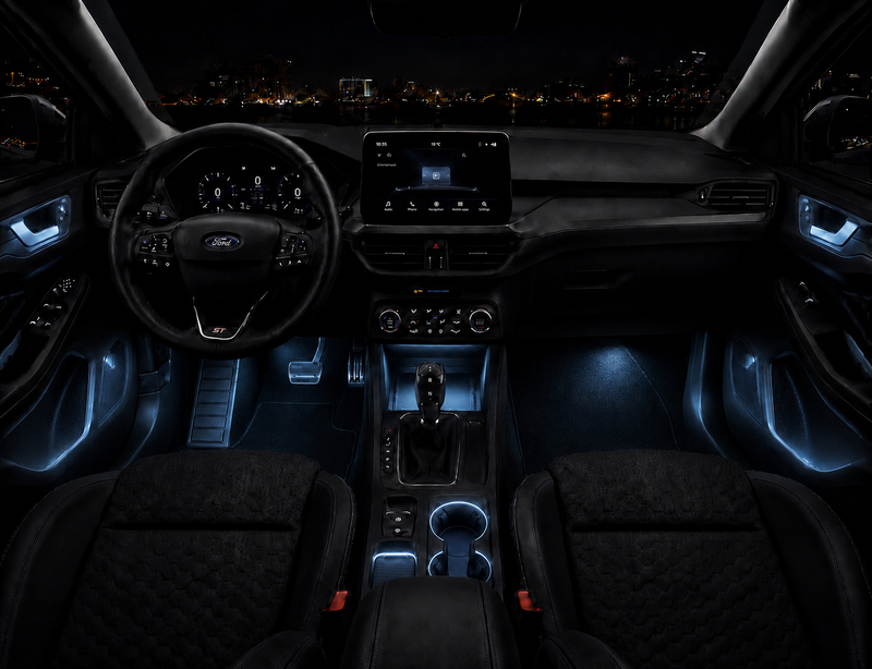 Ice blue ambient lighting in front cabin