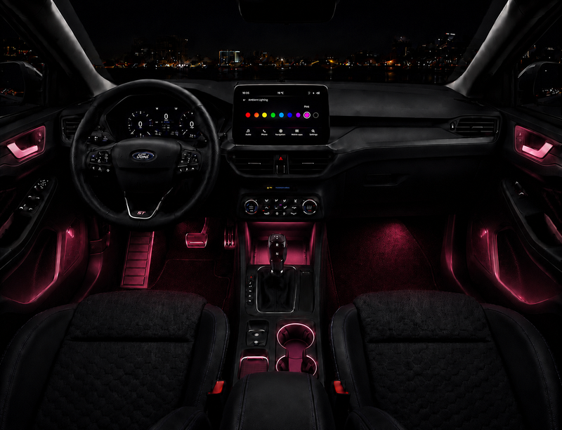 Multicolor ambient lighting in front cabin