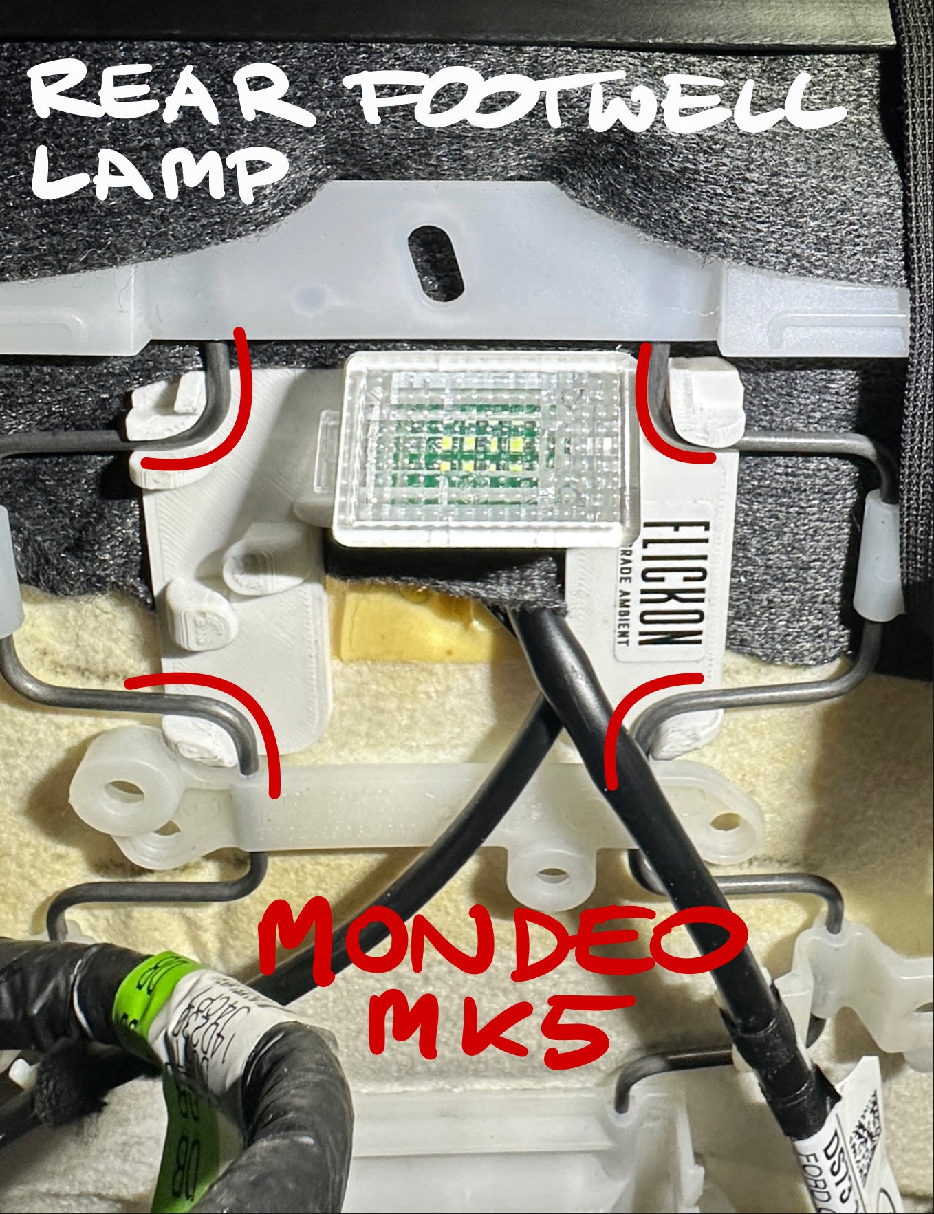 Ambientebeleuchtungsset für den hinteren Fußraum (einfarbig, Eisblau) - Mondeo MK5