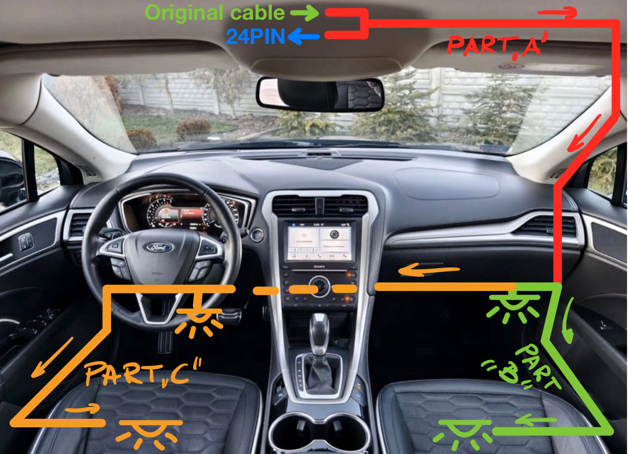 Fußraumbeleuchtungsset in einfarbiger Farbe (Eisblau) für Vorder- und Hinterachse - Mondeo MK5