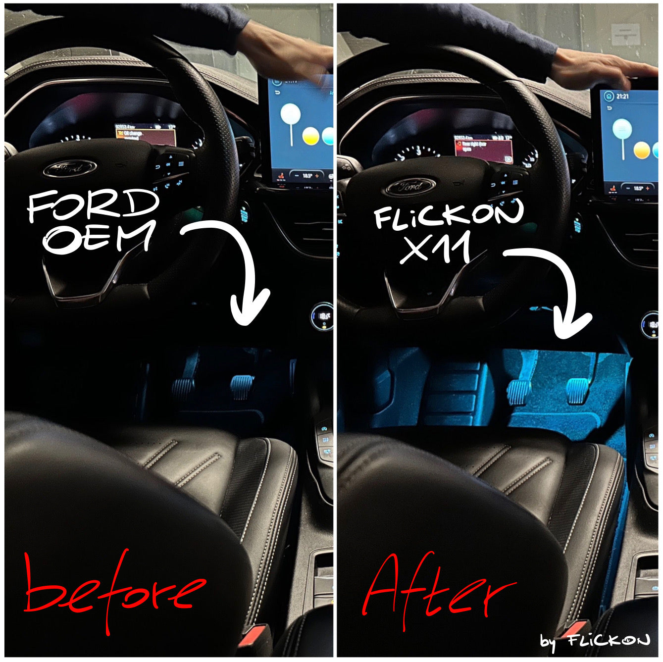 ZESTAW OŚWIETLENIA NASTROJOWEGO NÓG PRZEDNICH (ICE-BLUE) - FOCUS MK4/4.5