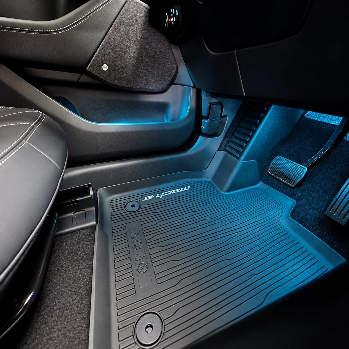 OEM+ Front Footwell Lighting Kit | Mustang Mach-E — Ice Blue driver footwell