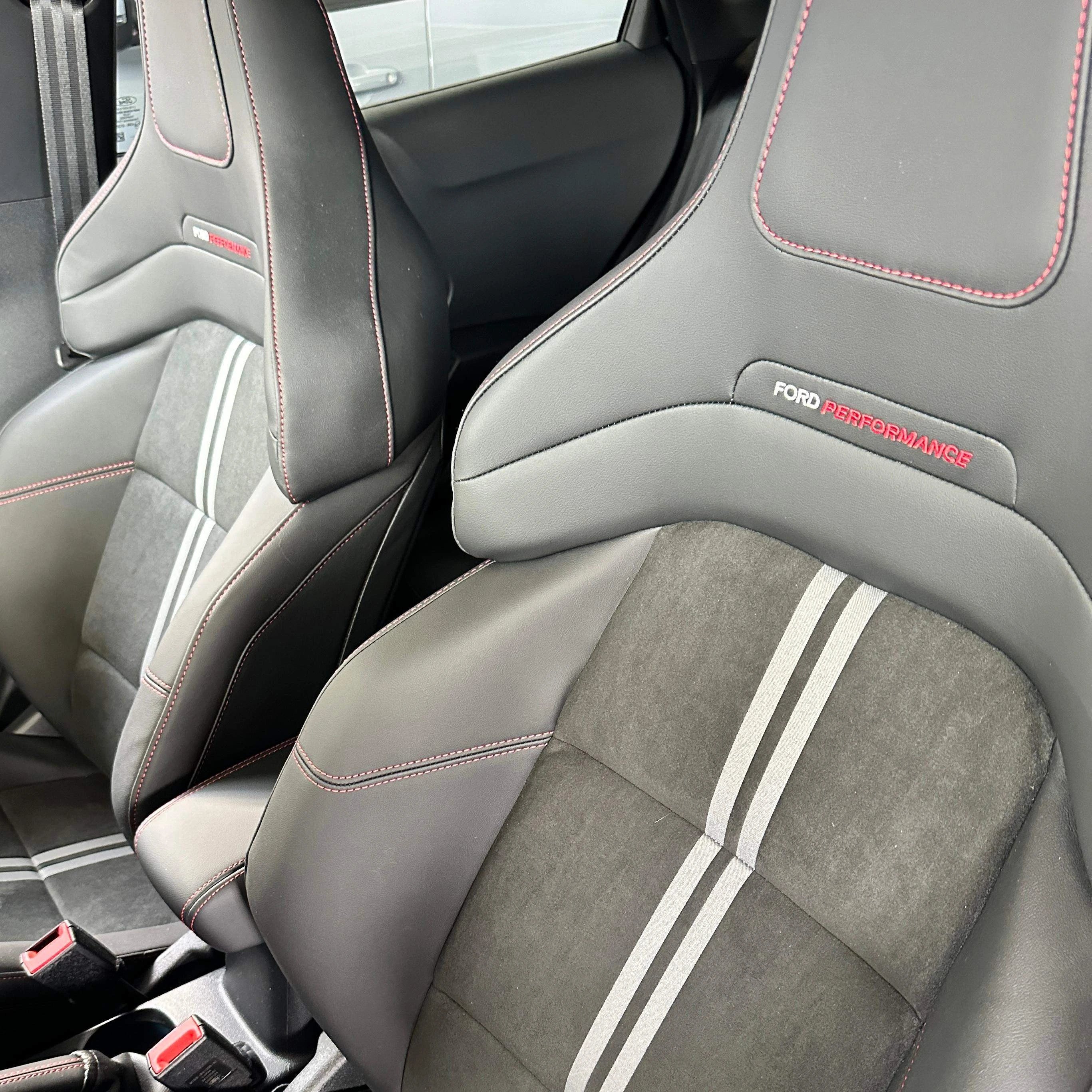 Ford Fiesta front seats with Ford Performance branding